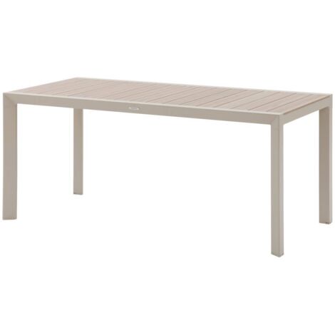 Gartentisch Evasion Holzoptik Leinen &amp Ton 6 Plätze lates aus Aluminium - Hespéride