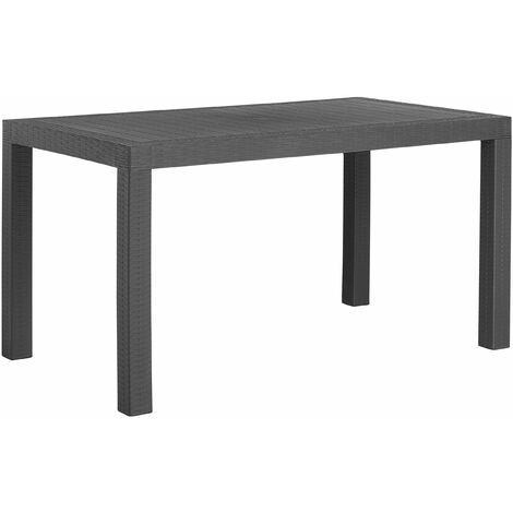 Gartentisch graphitgrau Rattanoptik 140 x 80 cm Outdoor