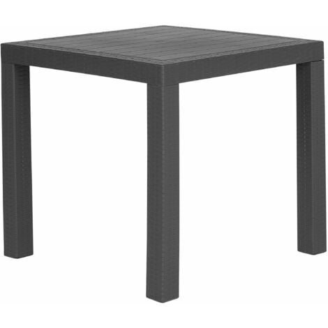 Gartentisch graphitgrau Rattanoptik quadratisch 80 x 80 cm Outdoor