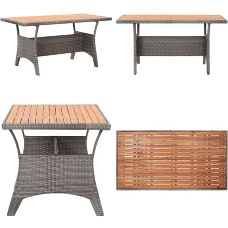 Gartentisch Grau 120x70x66 cm Akazie Massivholz - Esstisch - Gartentisch - Holztisch - Rattan Tisch - Outdoor Möbel - Home & Living