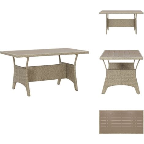 Gartentisch Grau 120x70x66 cm Poly Rattan - Esstisch - Gartentisch - Polyrattan Tisch - Outdoor Tisch - Terrassenmöbel