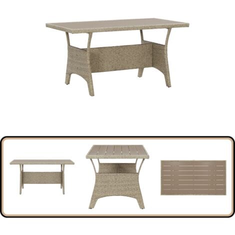Gartentisch Grau 120x70x66 cm Poly Rattan - Esstisch - Gartentisch - Polyrattan Tisch - Outdoor Tisch - Terrassenmöbel