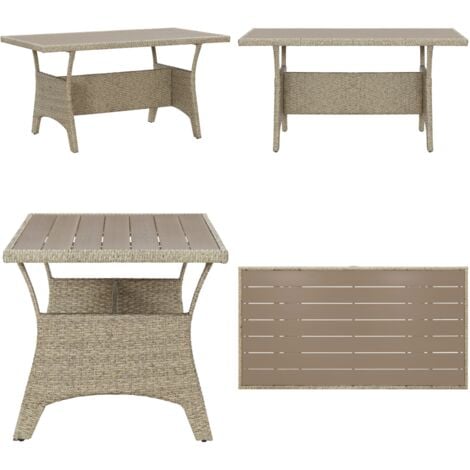 Gartentisch Grau 120x70x66 cm Poly Rattan - Esstisch - Gartentisch - Polyrattan Tisch - Outdoor Tisch - Terrassenmöbel - Home & Living