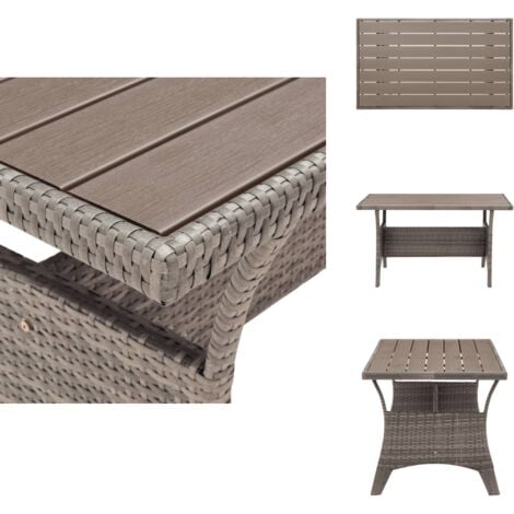 Gartentisch Grau 120x70x66 cm Poly Rattan - Esszimmertisch - Gartenmöbel - Outdoor Tisch - Rattan Tisch - Balkon Möbel