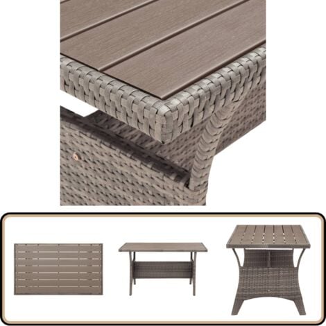 Gartentisch Grau 120x70x66 cm Poly Rattan - Esszimmertisch - Gartenmöbel - Outdoor Tisch - Rattan Tisch - Balkon Möbel