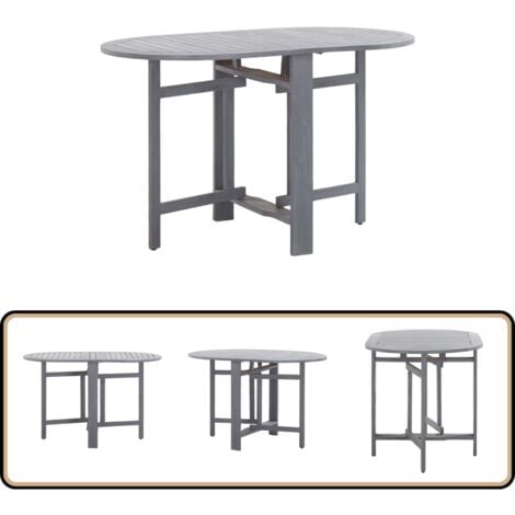 Gartentisch Grau 120x70x74 cm Massivholz Akazie - Gartenmöbel - Esstisch - Holztisch - Akasietisch - Ovaler Tisch