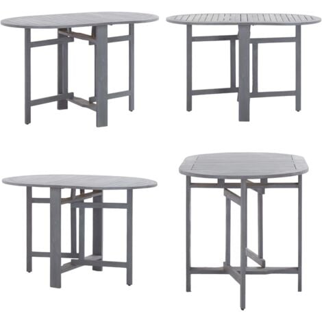 Gartentisch Grau 120x70x74 cm Massivholz Akazie - Gartenmöbel - Esstisch - Holztisch - Akasietisch - Ovaler Tisch - Home & Living