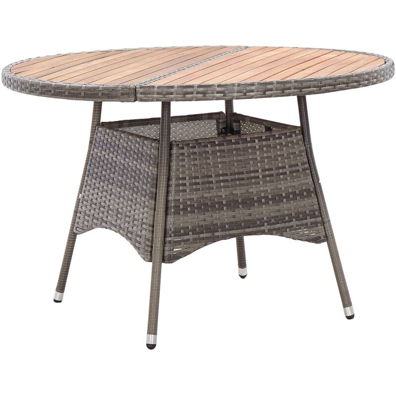 Vidaxl - Gartentisch Grau 115x74 cm Poly Rattan und Massivholz Akazie - Grau