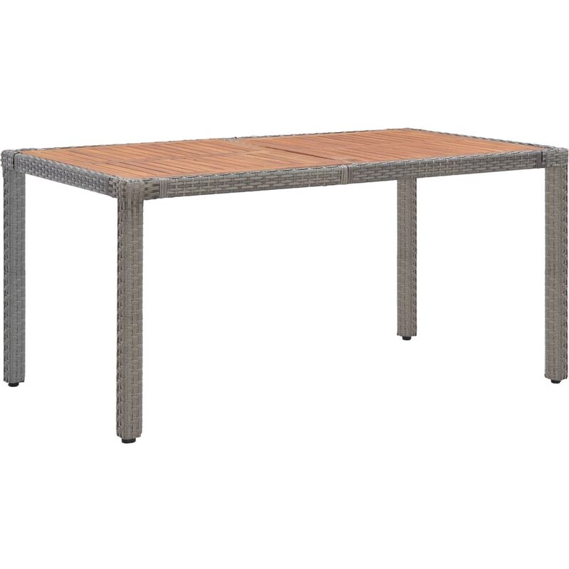 Vidaxl - Gartentisch Grau 150x90x75 cm Poly Rattan und Massivholz Akazie - Grau