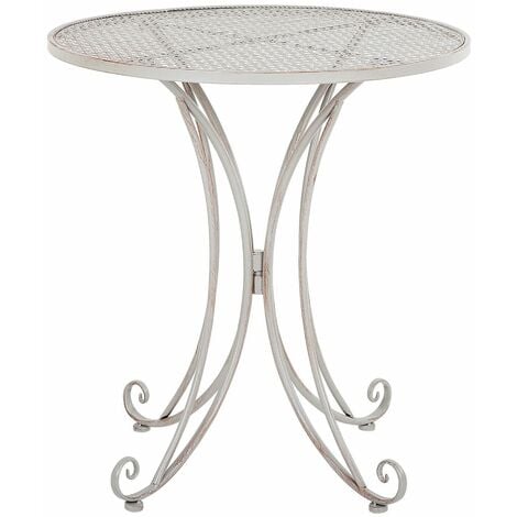 Gartentisch Grau Metall Rund Balkon Terrasse Garten Romantisch
