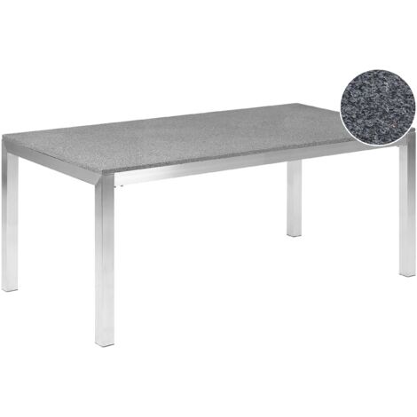 Gartentisch GROSSETO 180 cm 90 cm Polierter Granit Grau