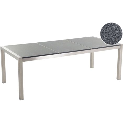 Gartentisch GROSSETO 220 cm 100 cm Polierter Granit Grau