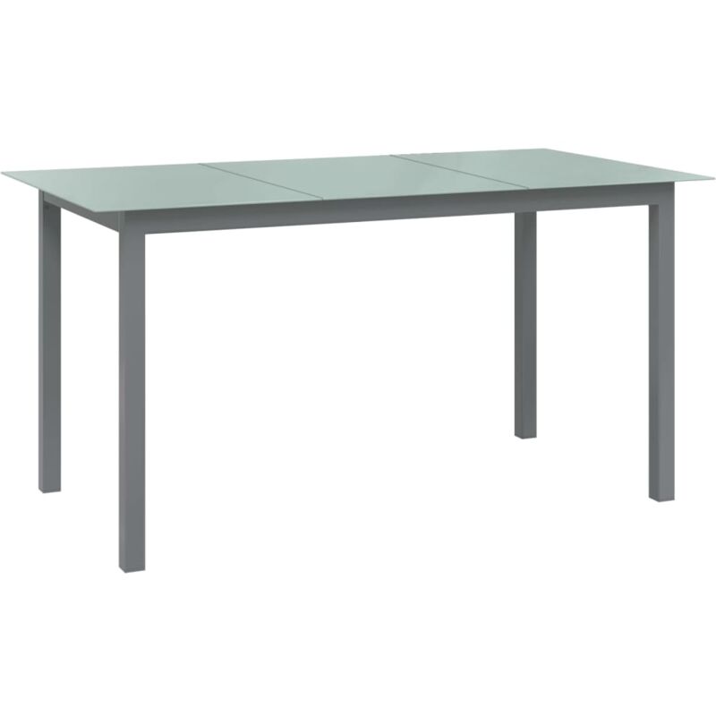 Gartentisch Hellgrau 150x90x74 cm Aluminium und Glas - Grau - Vidaxl