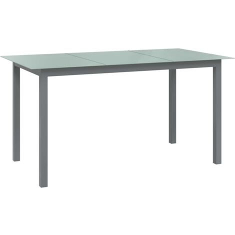 Gartentisch Hellgrau 150x90x74 cm Aluminium und Glas vidaXL