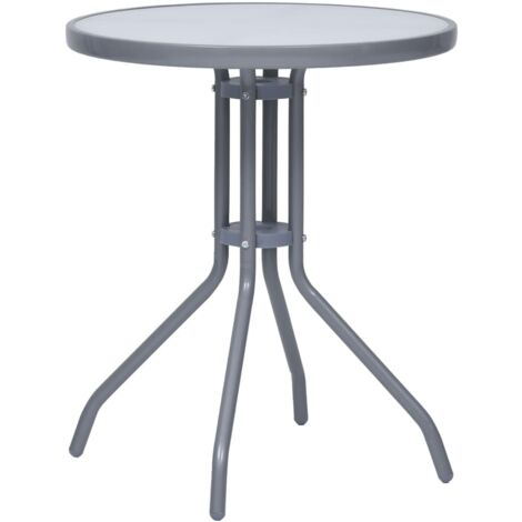 Gartentisch Hellgrau 60 cm Stahl und Glas vidaXL