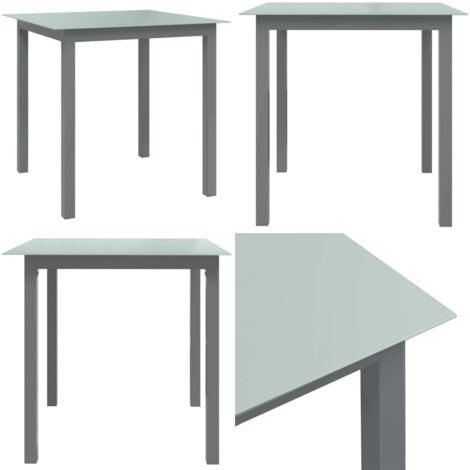 Gartentisch Hellgrau 80x80x74 cm Aluminium und Glas - Gartentisch - Aluminiumtisch - Glasstisch - Outdoortisch - Terrassenmöbel - Home & Living