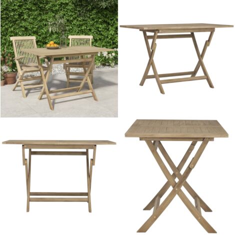 Gartentisch Klappbar Grau 120x70x75 cm Massivholz Teak - Gartentisch - Holzgartenmöbel - Teakholzmöbel - Klapptisch - Esszimmerset - Home & Living