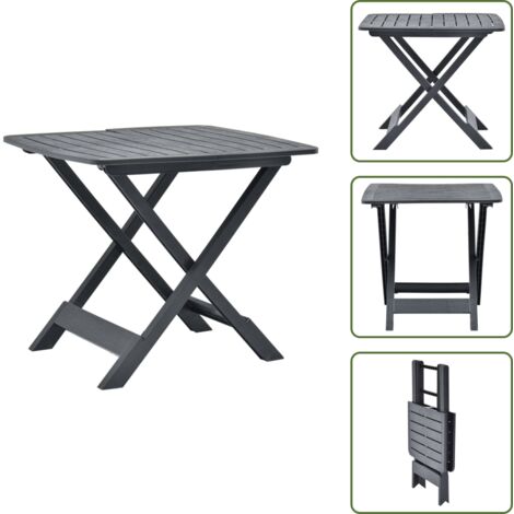 Gartentisch Kunststoff - vidaXL Gartentisch Klappbar Anthrazit 79x72x70 cm Kunststoff - Gartentisch mit Lattenrost
