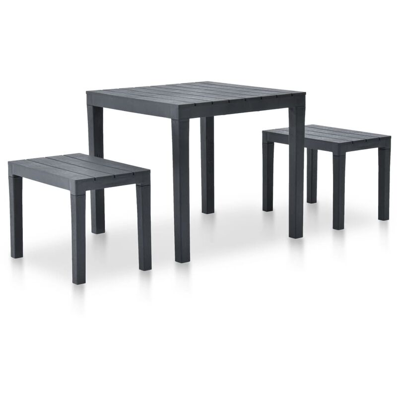 Gartentisch mit 2 B?nken Kunststoff Anthrazit - Anthrazit