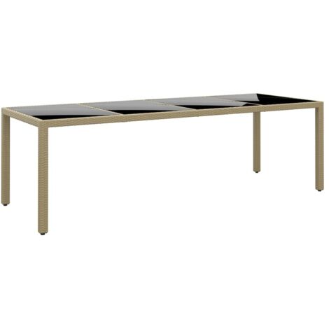Gartentisch mit Glasplatte Beige Poly Rattan
