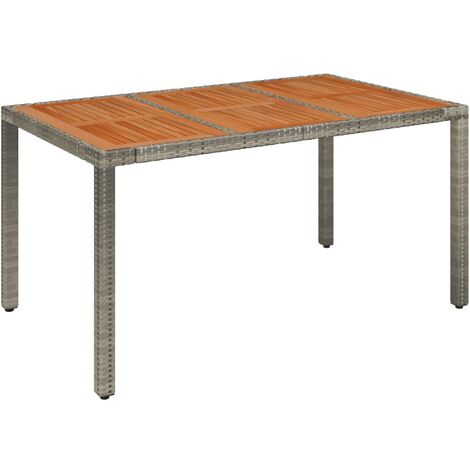 Gartentisch mit Holzplatte Grau 150x90x75 cm Poly Rattan vidaXL