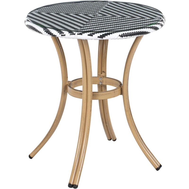Beliani Outdoor Bistrotisch Rifreddo 70 Cm 70 Cm Glas Schwarz