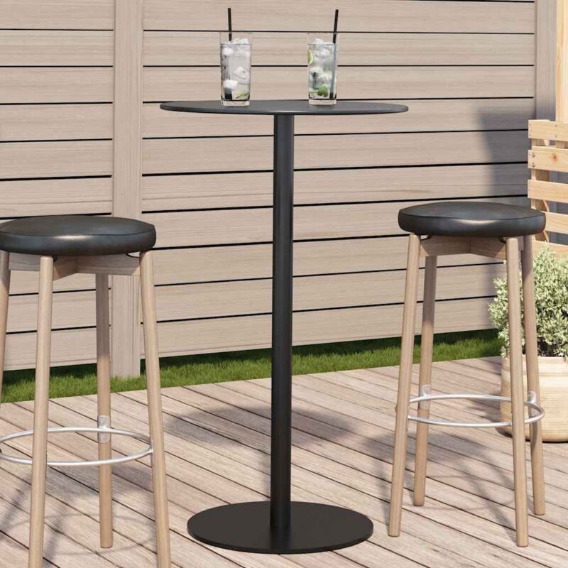 Gartentisch Rund Schwarz Ø60x105 Cm Stahl Vidaxl