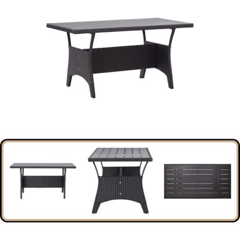 Gartentisch Schwarz 120x70x66 cm Poly Rattan - Esstisch - Gartentisch - Polyrattan Tisch - Outdoor Tisch - Balkontisch