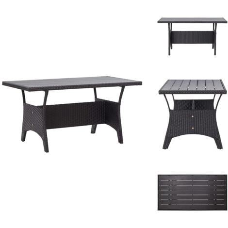 Gartentisch Schwarz 120x70x66 cm Poly Rattan - Esstisch - Gartentisch - Polyrattan Tisch - Outdoor Tisch - Balkontisch