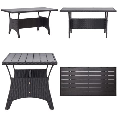 Gartentisch Schwarz 120x70x66 cm Poly Rattan - Esstisch - Gartentisch - Polyrattan Tisch - Outdoor Tisch - Balkontisch - Home & Living
