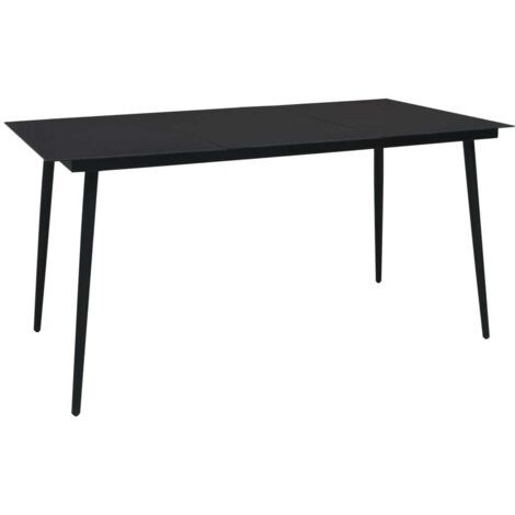 Gartentisch Schwarz 150x80x74 cm Stahl und Glas