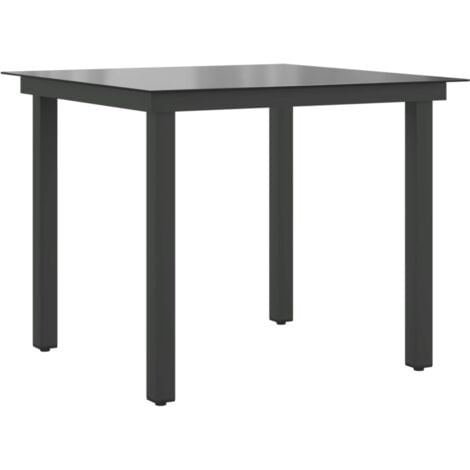 Gartentisch Schwarz 80x80x74 cm Aluminium und Glas vidaXL