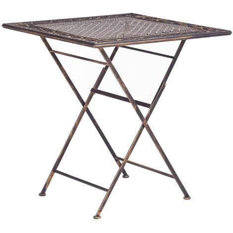 Gartentisch Schwarz Metall Quadratisch Klappbar 70 x 70 cm Balkon Terrasse Garten Romantisch
