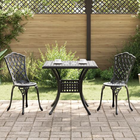 Gartentisch Set 3 pcs Schwarz Gussaluminium vidaXL