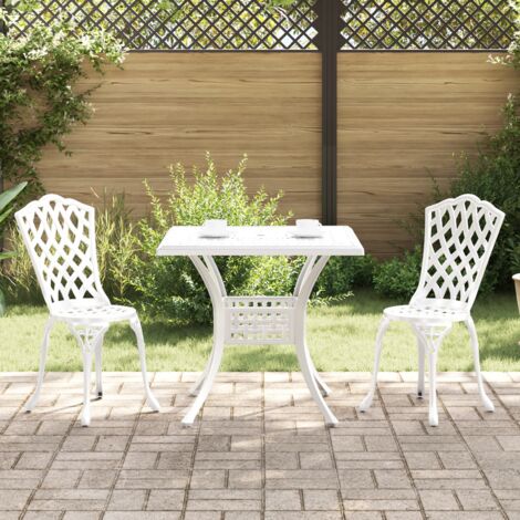 Gartentisch Set 3 pcs Weiß 80 x 80 x 75 cm Gussaluminium vidaXL