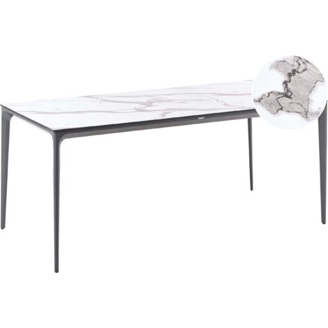 Gartentisch SOVARETO 180 cm 90 cm Marmor Optik Weißer Marmor