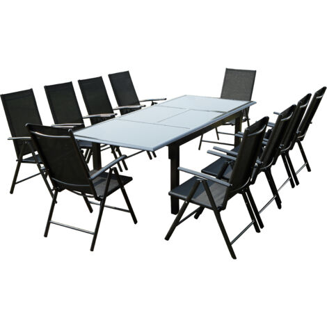 Gartentisch und 10 Stühle aus grauem Aluminium RAVENNE