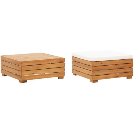 Gartentisch und Hocker mit Kissen Massivholz Akazie vidaXL
