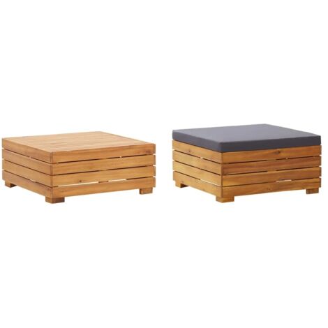 Gartentisch und Hocker mit Kissen Massivholz Akazie vidaXL