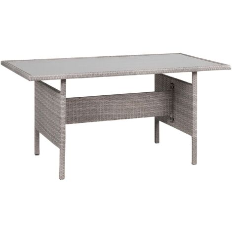 Gartentisch VITERBO 145 cm 80 cm Glas Hellgrau