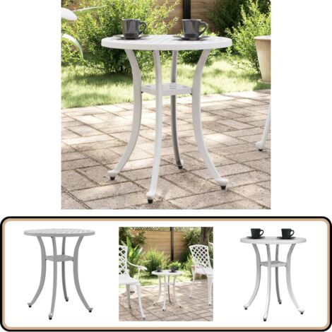 Gartentisch Weiß Ø48x53 cm Aluminiumguss - Gartentisch - Esstisch - Außentisch - Balkontisch - Terrasse