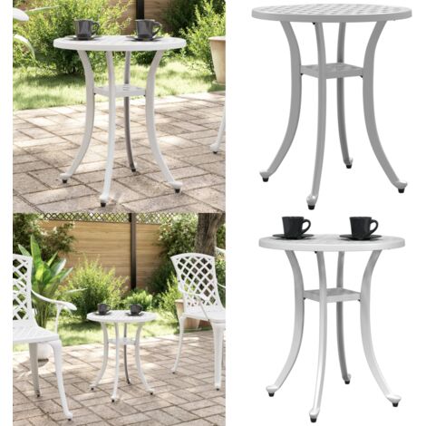 Gartentisch Weiß Ø48x53 cm Aluminiumguss - Gartentisch - Esstisch - Außentisch - Balkontisch - Terrasse - Home & Living