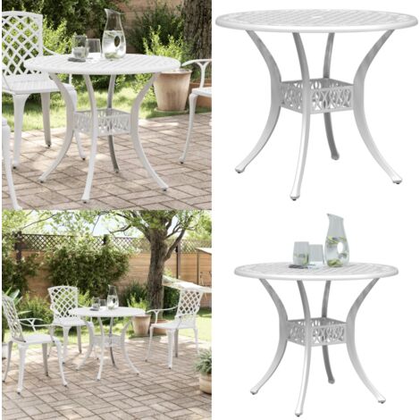 Gartentisch Weiß Ø90x75 cm Aluminiumguss - Gartentisch - Outdoortisch - Esszimmertisch - Terrasse - Balkon - Home & Living