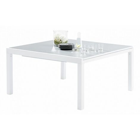 Gartentisch White Star T 8/12 Full Glas Weiß Wilsa Garden
