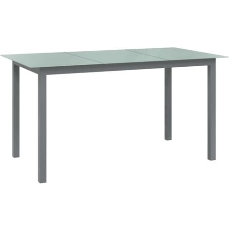 Gartentisch，Terrassentisch Hellgrau 150x90x74 cm Aluminium und Glas vidaXL