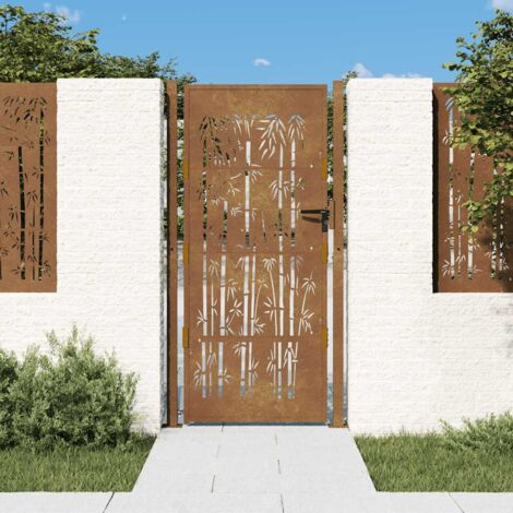 Gartentor 100x200 cm Cortenstahl Bambus-Design