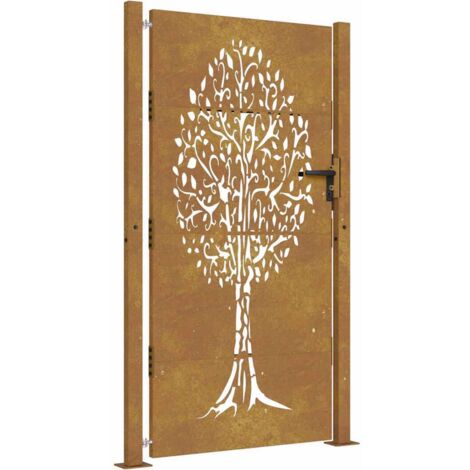 Gartentor 100x200 cm Cortenstahl Baumdesign vidaXL