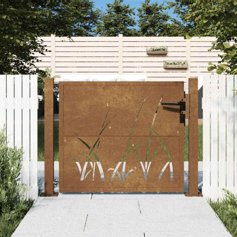 Gartentor 100x75 cm Cortenstahl Gras-Design