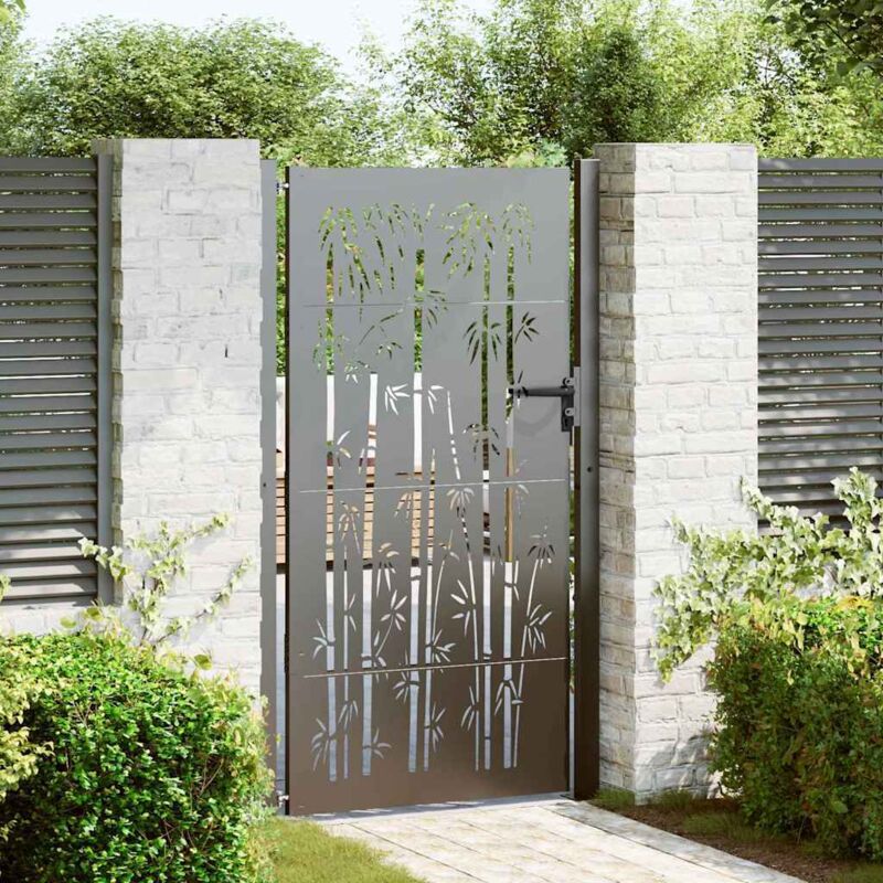Gartentor, Gartenzaun 105x75 Cm Cortenstahl Bambus Design Vidaxl