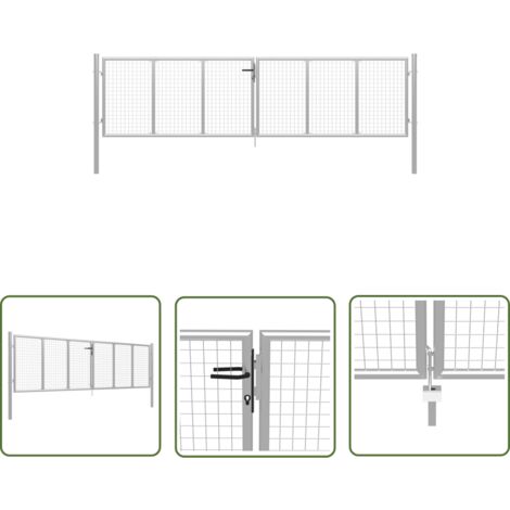 Gartentor 400 x 100 cm - vidaXL Gartentor verzinkter Stahl 400 x 100 cm Silber - Gartentor mit Bolzen